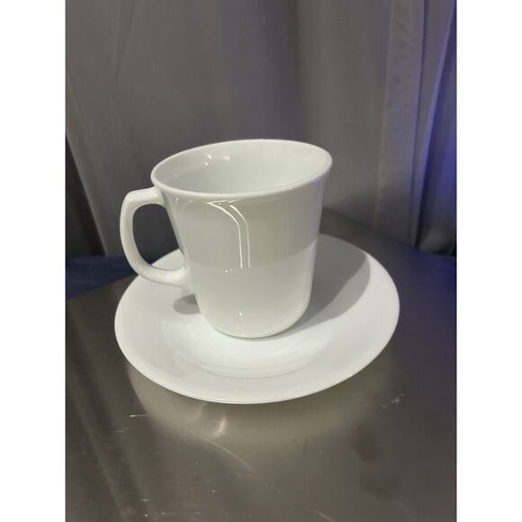 Set 6 Corning Vintage Winter Frost White Coffee Mug & Saucer Tea Cups D Handle - Picture 1 of 3